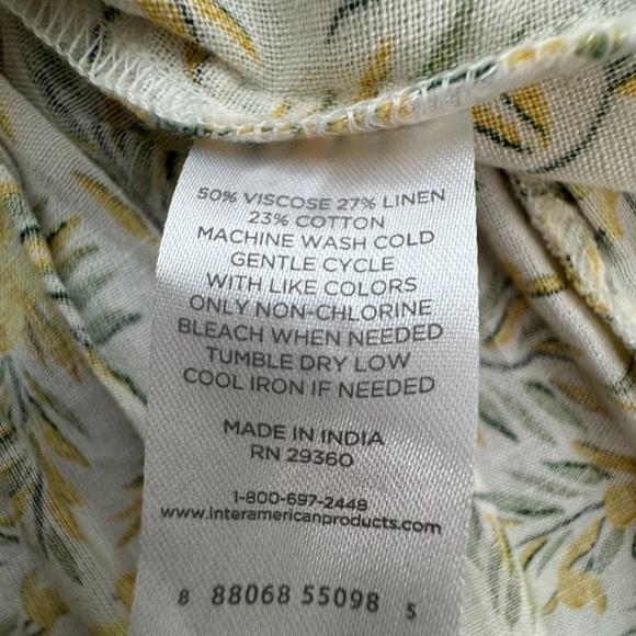 Dip Lemon Linen Blend Ruffle Peplum Tank Top Bow Detail Straps Size Medium - Picture 9 of 9